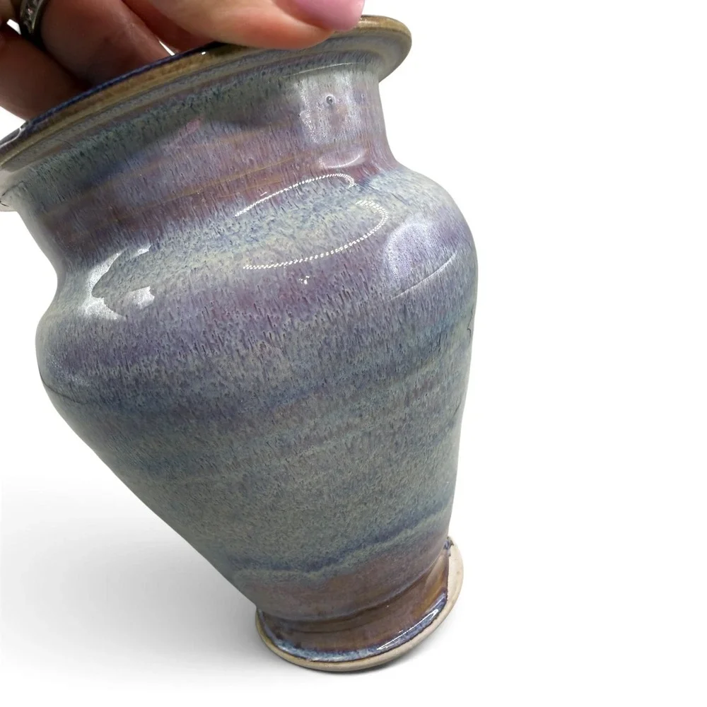 Stephen Bennett Signed Studio Pottery Vase Purple Blue Reactive Glaze 6.5